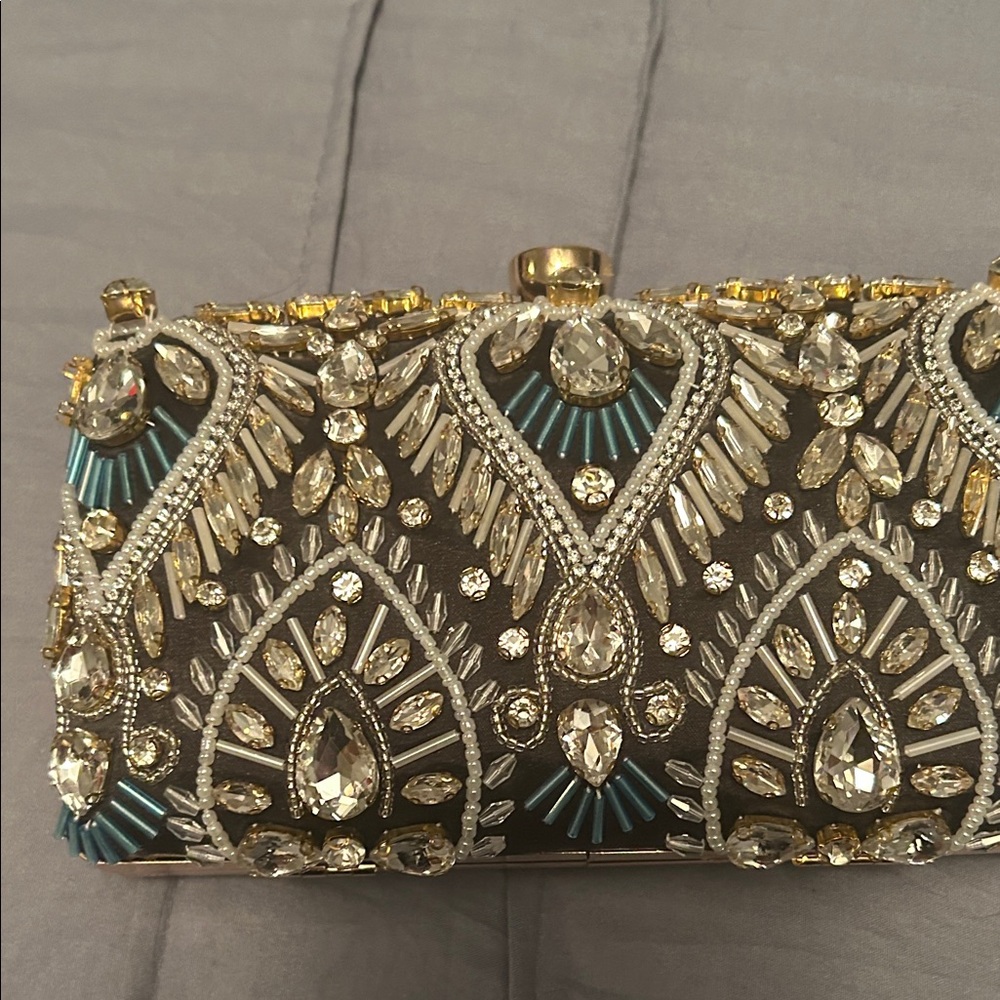 Embellished Black and Gold Clutch